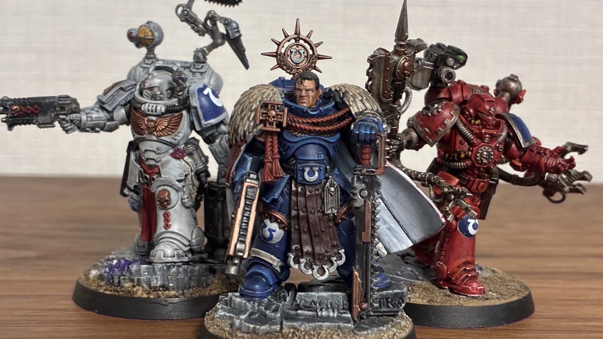 LIbrarianTnks's tweet image. 11版に向けてペースアップ！（同時進行）

中隊長タイタス！
アポセカリー・バイオロジス！
テックマリーン！
戦隊みたい笑

次はインファントリー塗ろうかな
#ウォーハンマー
#warhammer
#warhammer40000
#warhammer40k