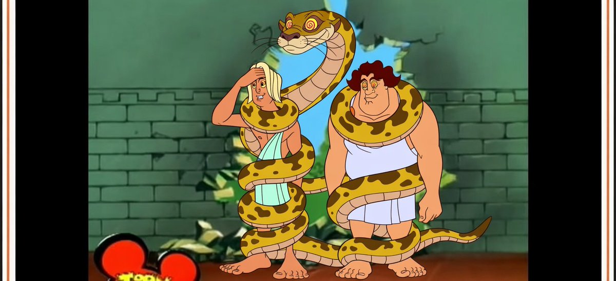 Fear and terror from Disney's Hercules the animated series meets Kaa the snake from The Jungle Book hypnosis crossover animated movie