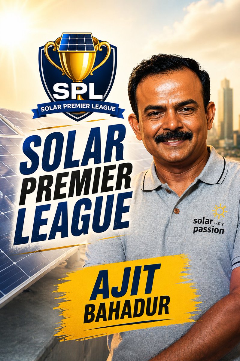 iam_pd11's tweet photo. Did you know Solar panel installers have their own #IPL in India. It is popularly known as #SolarPremierLeague.  
Supported by @mnreindia, SPL is now in its Season 6. Happenning from 27th - 29th April 2026, Chennai Trade Centre, Chennai, Tamil Nadu.
@ajit__bahadur https://t.co/mR9XOjDMzE