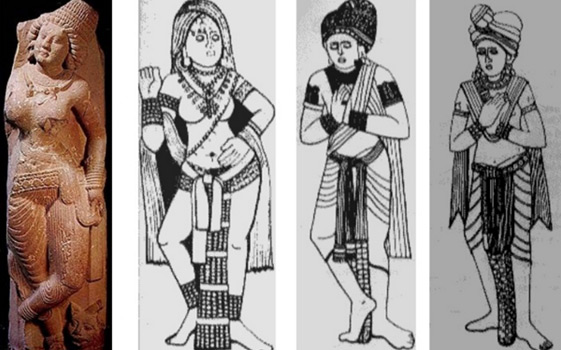 In the Rigveda, women are described wearing a nivi (lower garment ...
