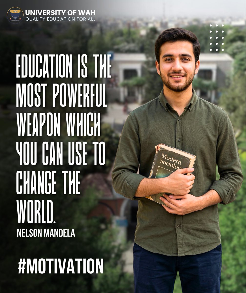 UOWOfficial's tweet image. “Education is the most powerful weapon which you can use to change the world.” -Nelson Mandela

#Motivation #MotivationalQuotes #DailyMotivation #SuccessMindset #StayMotivated #PositiveMindset