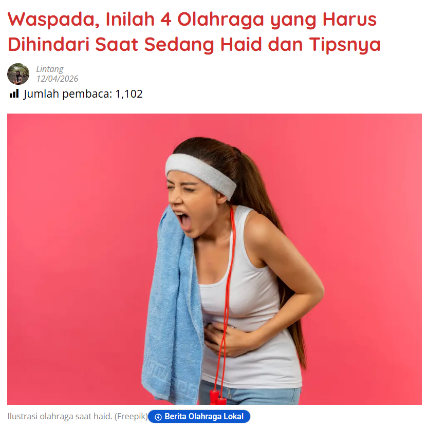 kabarterdepanID's tweet image. Waspada, Inilah 4 Olahraga yang Harus Dihindari Saat Sedang Haid dan Tipsnya

kabarterdepan.com/4-olahraga-yan…

#Olahraga #TipsBerolahraga #Kesehatan #KabarTerdepan