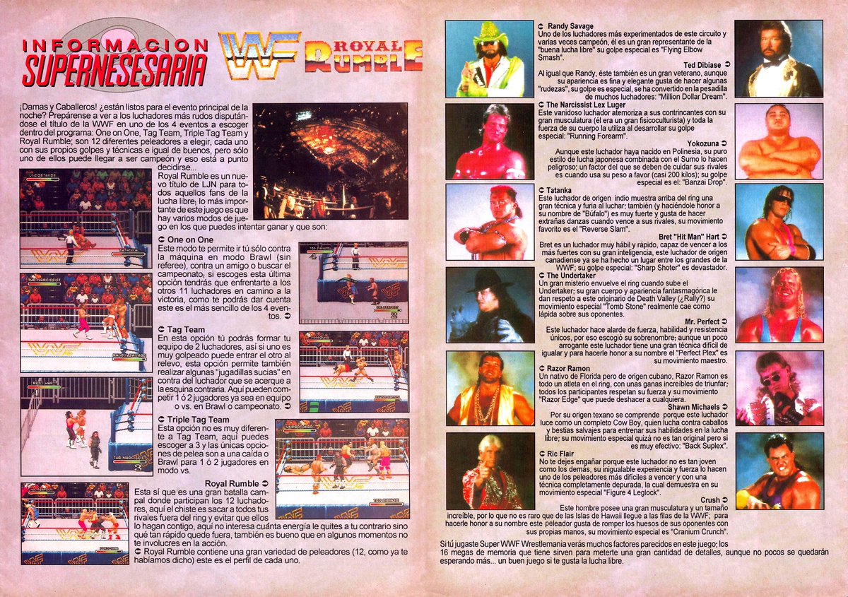 WWFWrestling1's tweet image. WWF Royal Rumble game review from the Argentinian version of Club Nintendo Magazine, December 1992. 🇦🇷🎮 #WWF #WWE #RoyalRumble