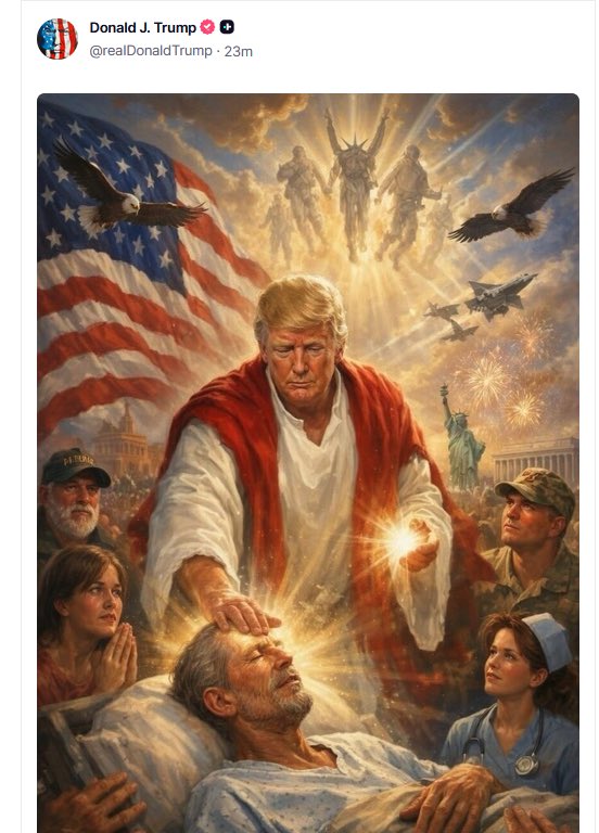 pesquisas_elige's tweet image. 🚨NÃO É PIADA: Depois de chamar o Papa Leão XIV de BANDIDO, Trump acabou de solicitar que a Igreja Católica substitua a imagem de Jesus Cristo pelo seu próprio retrato Presidencial, gerado por Inteligência Artificial, na residência clerical, localizada no Vaticano!🇧🇷👍😭💩