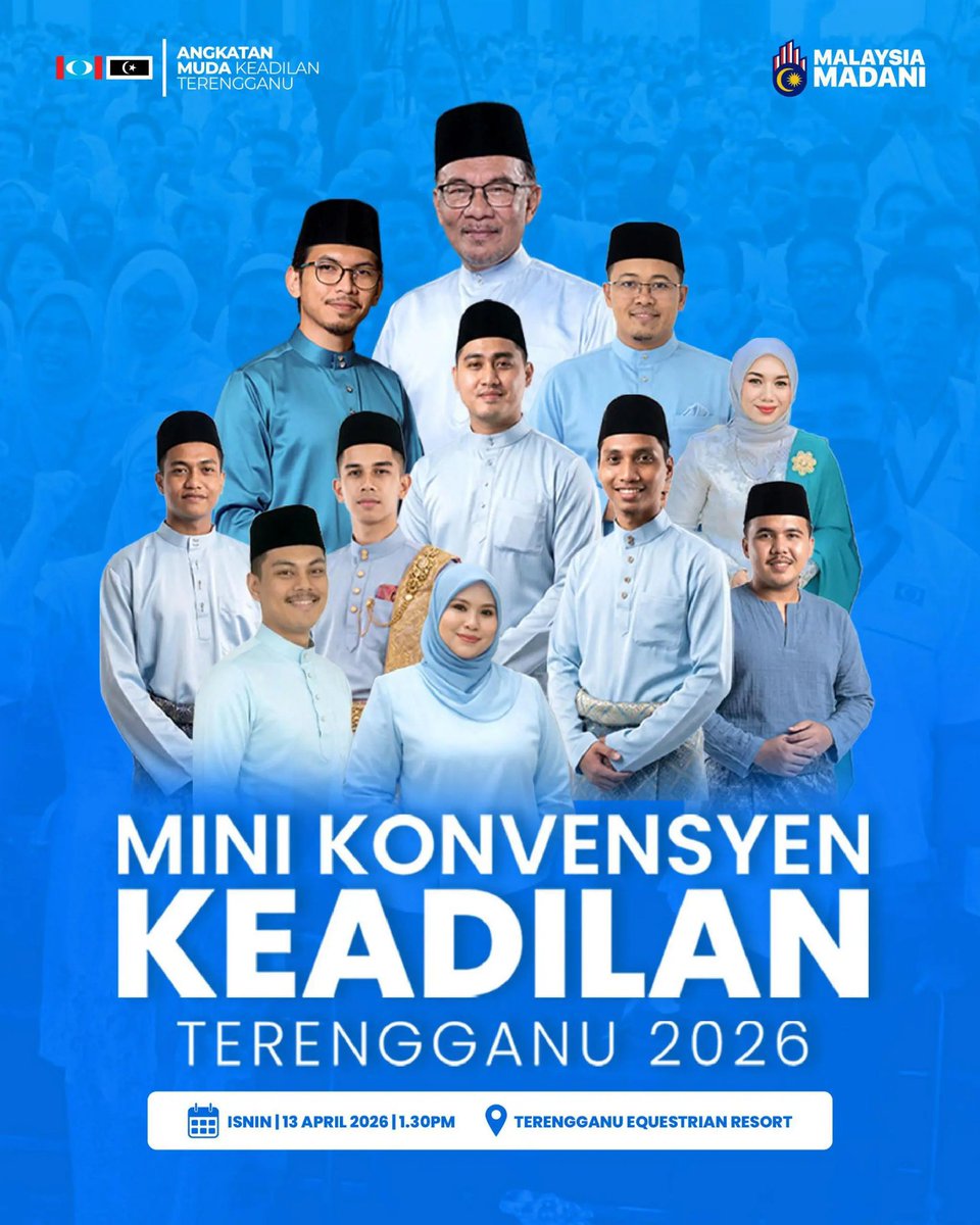 AMKKualaNerus's tweet photo. Mini Konvensyen Keadilan Terengganu 2026.

Angkatan Muda Keadilan Kuala Nerus mengucapkan selamat datang kepada seluruh pimpinan Parti Keadilan Rakyat.

Jumpa anda di sana!

#AMKMalaysia #MalaysiaMADANI https://t.co/4G8SomXeHO