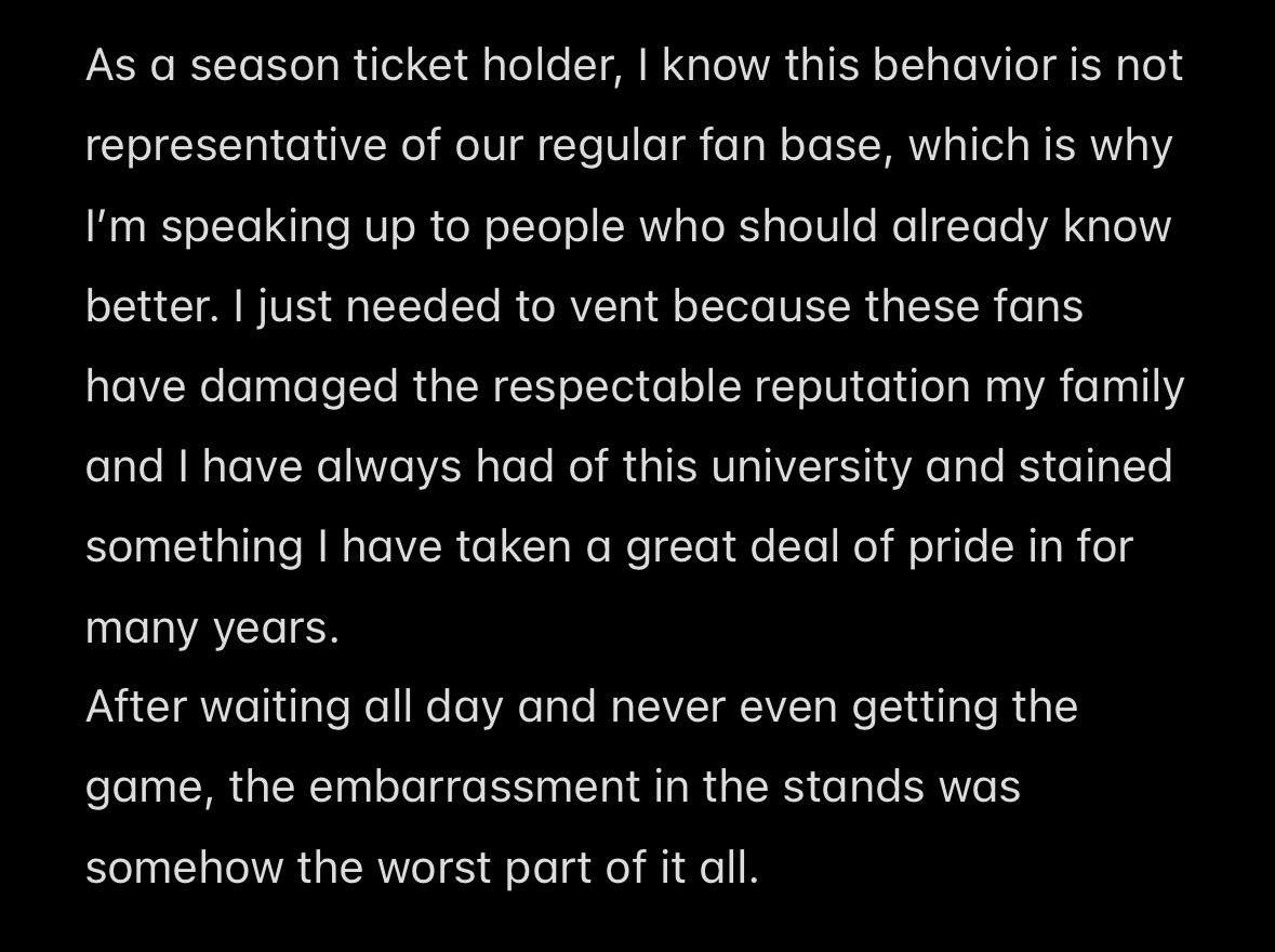 Wow the real story comes out.

Schloss was so offended by our fans that he and the team decided to leave early. Family member tells their side ⬇️