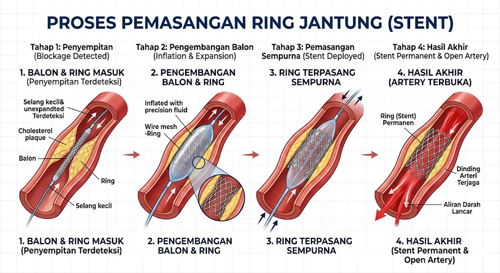 Ini yg di maksud dengan tindakan invasif pemasangan ring/stent di pembuluh darah jantung 🫀

Pasien tetap dalam kondisi sadar  selama tindakan berlangsung.