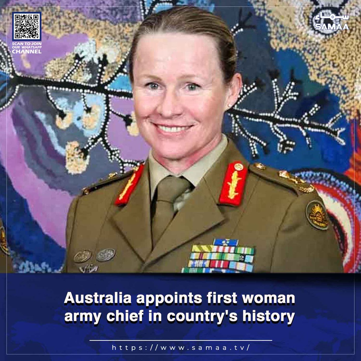 SAMAATV's tweet image. Coyle's appointment comes as Australia's military seeks to ​boost number of women in ranks

Read more: samaa.tv/2087349208

#SamaaTV #Australia #armychief #womanarmychief