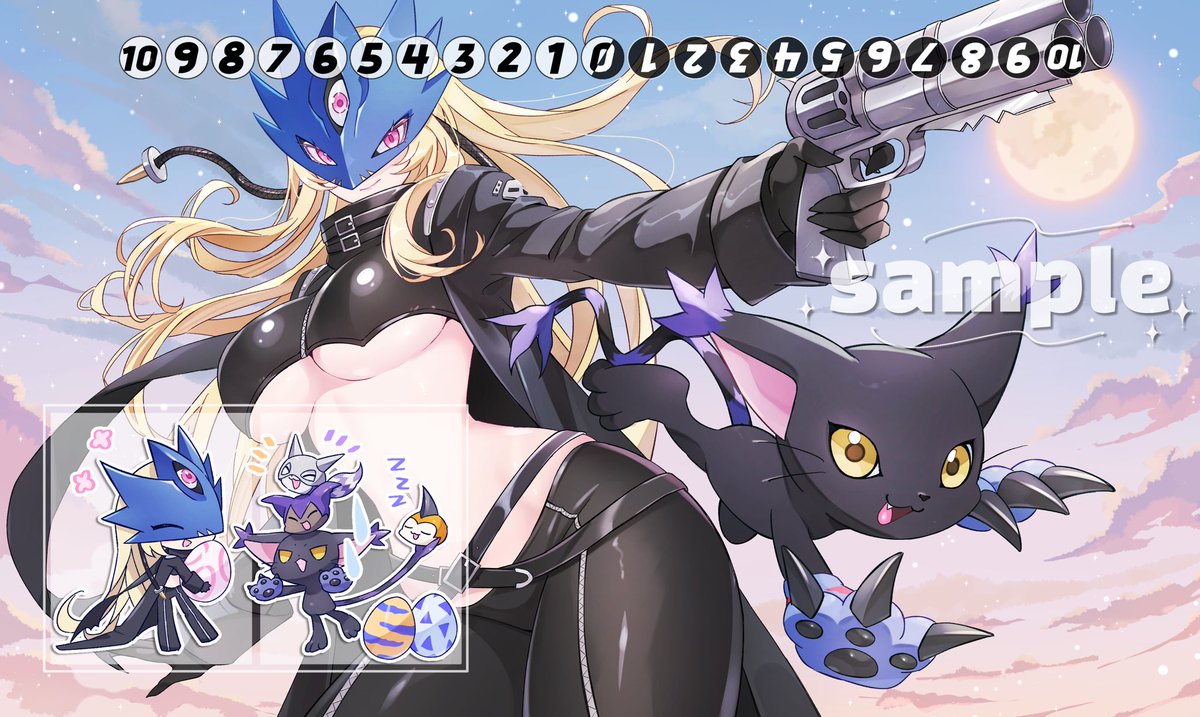 754_0711's tweet photo. ベルスターモン&amp;ブラックテイルモン💜🐈‍⬛
プレマ用イラストのご依頼ありがとうございました！🙌 https://t.co/EXDipYDMjj