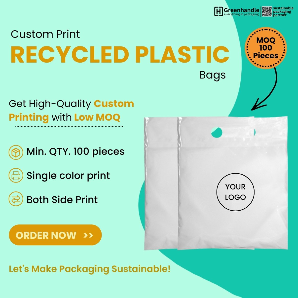 greenhandle_in's tweet image. 100 Pieces Recycled Plastic  Bags with Custom Logo – Strong Eco-Friendly Packaging Solution

#RecycledPlastic #EcoFriendlyPackaging #SustainableLiving #GoGreen #PlasticRecycling #EcoBusiness #GreenPackaging #ReuseReduceRecycle #SustainableProducts #EcoSolutions