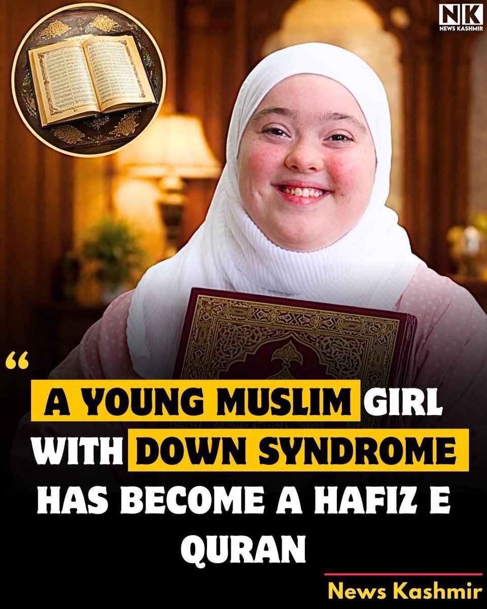 Young Girl with Down Syndrome Becomes Hafiz, Inspires Many

A young Muslim girl with Down syndrome has achieved a remarkable milestone by memorizing the Holy Quran and becoming a Hafiz, inspiring many with her dedication and faith.

With the support of her family and teachers,