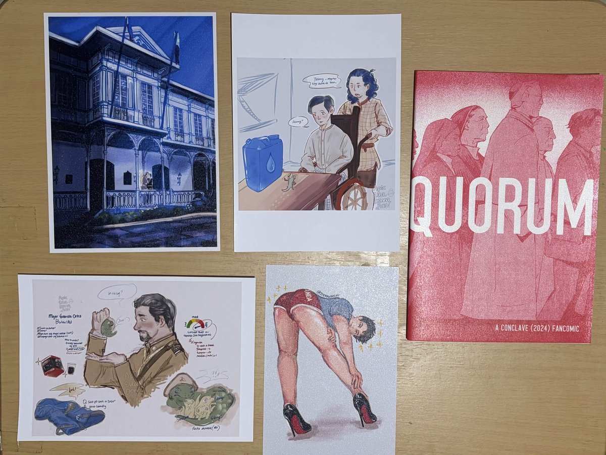 koronelmagnet's tweet photo. lateposting but doujin expo haul feat. my friends' merch mwams @jtdrawsalotART @Apicelladonnat OTSUUUU

also conclave doujin by @sneckoil bc mAY ISA DYAN ( YK WHO U R ) na dinimunyu aq sa conclave ( 🙄🙄🙄🙄 chareng HAHAHHAHA )

spread the propaganda ( nonong's ass ) 😌 HAHAHAHHA https://t.co/KShLPI7c99