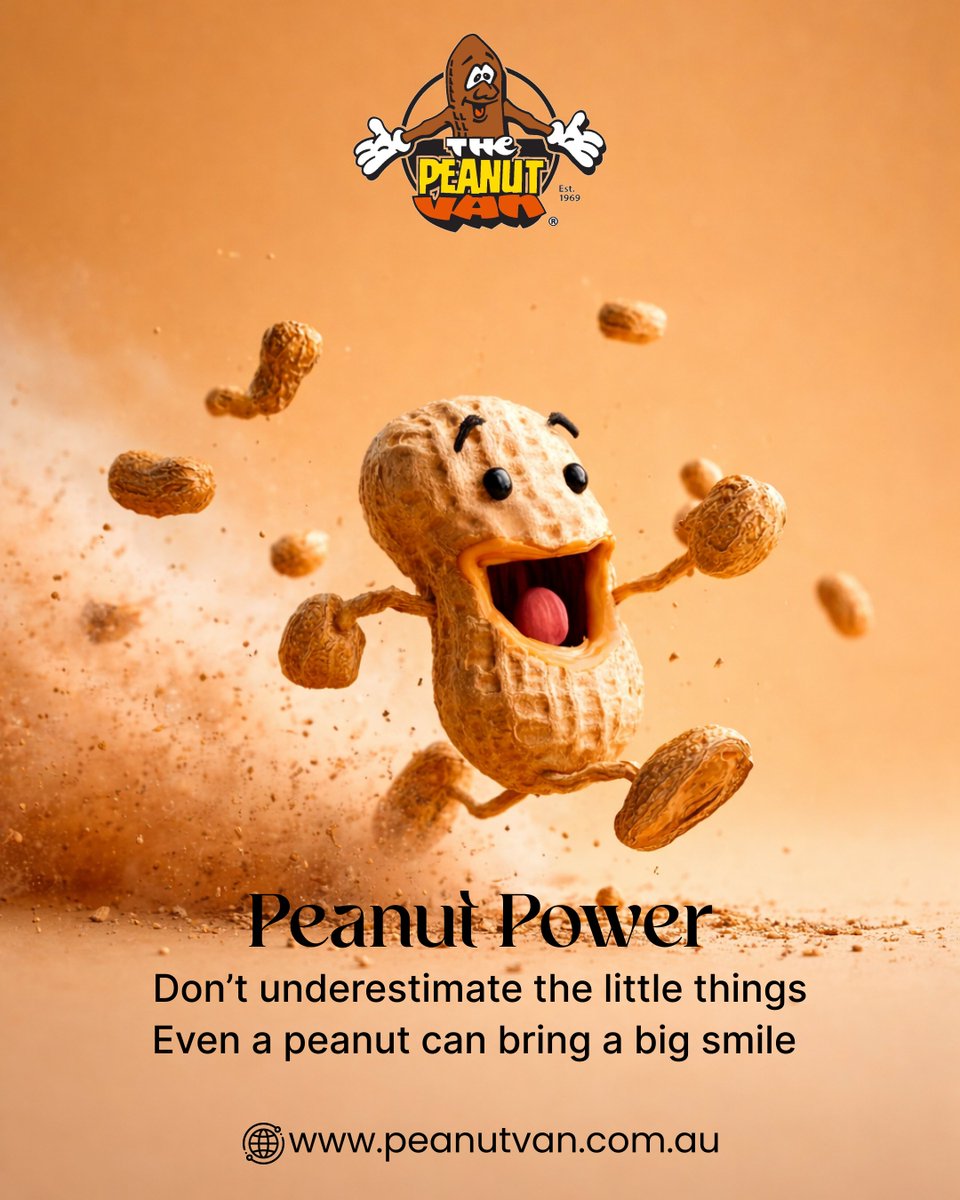 thepeanutvan_au's tweet image. 💪 Peanut Power! 🥜 "Don't underestimate the little things — even a peanut can bring a big smile." 😄✨ 55 years of bringing joy to Australia 🇦🇺💛 — The Peanut Van, Est. 1969 👉 peanutvan.com.au#PeanutPower #PeanutVan #BigSmile