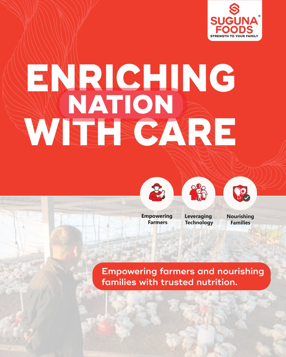 Suguna_Foods's tweet image. When farmers are empowered, outcomes improve across the board—from productivity to the quality of nutrition reaching millions.
#SugunaFoods #InclusiveGrowth #EmpoweringFarmers #SustainableImpact #RuralDevelopment #FoodValueChain