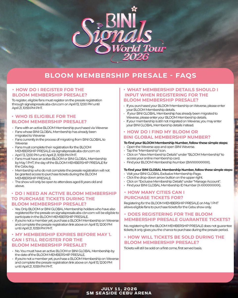 🗓️ Ticket Selling • Bloom Membership Presale: May 1, 11AM–11:59PM ...