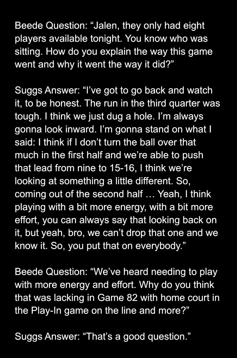 therealBeede's tweet image. I asked #Magic guard Jalen Suggs how he could explain what happened at Boston.

Among other reasons, Suggs mentioned Orlando needing to play with a bit more energy and effort.

“That’s a good question,” he said when I asked why those things were lacking in Game 82.

More: