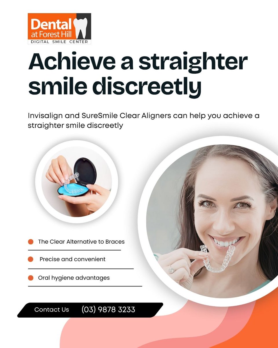 dafhmelbourne's tweet photo. Invisalign and SureSmile Clear Aligners can help you achieve a straighter smile discreetly.
#Invisalign #SureSmile #ClearAligners #StraightSmile #DiscreetOrthodontics #SmileTransformation #InvisibleBraces #OrthodonticCare #TeethAlignment #SmileConfidently #DentalHealth #OralCare https://t.co/zIRxjuRG1v