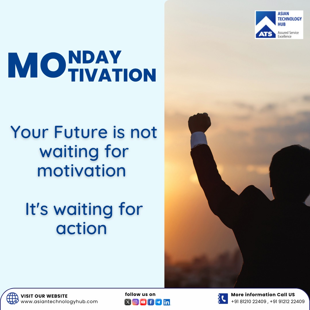 ATS_TechHub's tweet photo. Monday Motivation | Asian Technology Hub 🚀
Your future changes when you take action today 💪
Upgrade skills, work on real projects &amp; become job-ready 💻✨
Join us now!
📍 Madhapur | 📞 +91 81210 22409
🌐 https://t.co/KWIncT48i4

#MondayMotivation #ITCareer #Upskill https://t.co/cgZzMwWG2l
