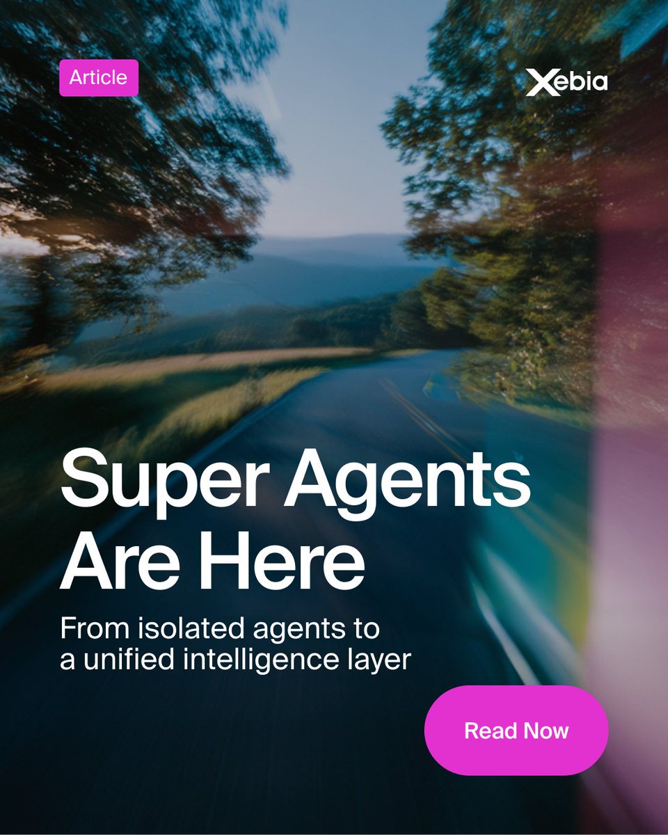 Xebia_Global's tweet image. First wave of #AI automated tasks.

 Next wave redesigns enterprises.

Not one model. Not one agent.
 → Orchestration.

“Super Agents” unify intelligence across data &amp;amp; decisions.

AI is shifting → enterprise capability.

Learn more: okt.to/0mTqzK

#Xebia #Leadership