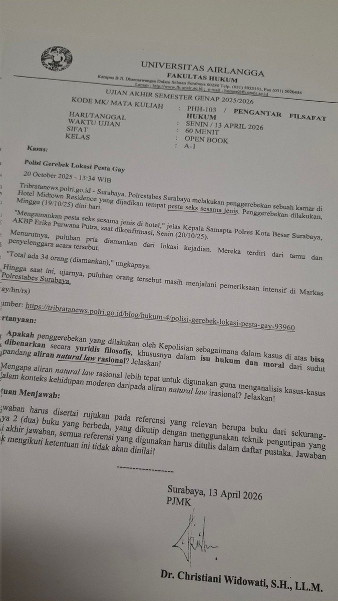 Pov: soal yg kmu kerjain waktu UTS di jurusan hukum