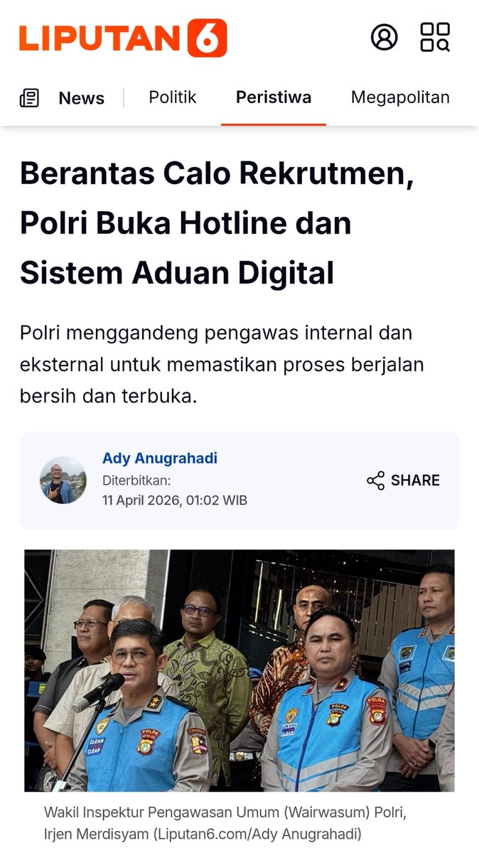 Untuk memberantas calo rekrutmen, polri buka hotline dan sistem aduan digital supaya proses berjalan terbuka
#RekrutmenAnggotaPolri
Transparan Akuntabel Humanis