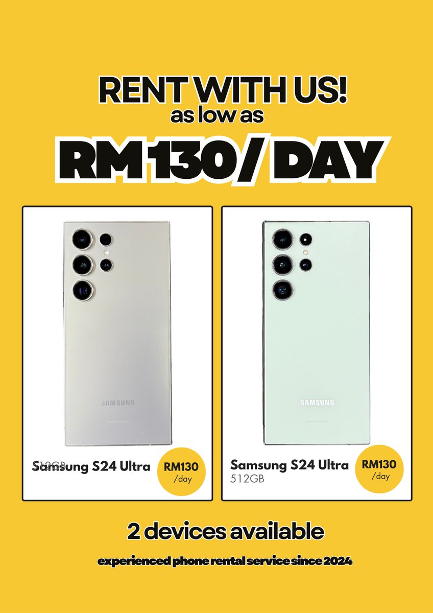 s24 ultra phone rent malaysia RM130/day 🇲🇾 tweet media