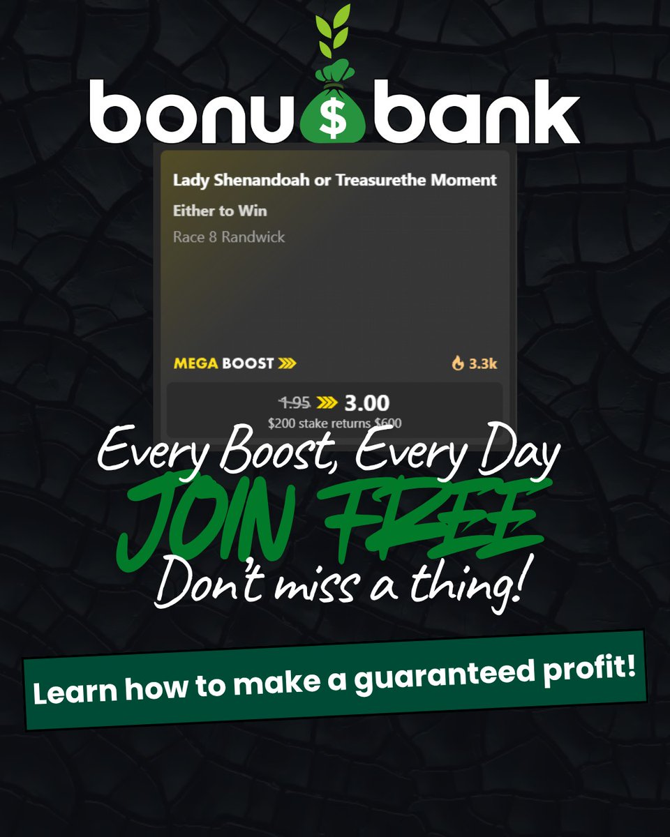 bonusbankaus's tweet photo. Turn promotions into profit!
Find every boost, every day, don't miss out
Join free 👉 https://t.co/wUTaAJk6Ce
#MatchedBetting
#BetSmart
#MakeMoneyOnline
#SideHustle https://t.co/c3nvKpL8tc
