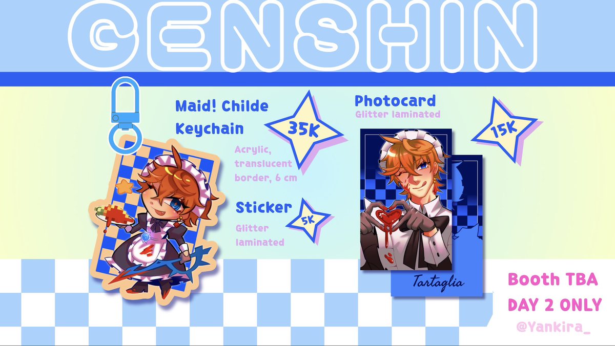 Yankira_'s tweet image. [❤️ &amp;amp; 🔁 appreciated! ]

Yonkers’ #CF22 catalogue and PO is open (˶˃ ᵕ ˂˶) .ᐟ.ᐟ

🗓️ Period : 13 Apr - 18 Apr
💖 ZZZ and Genshin Impact (Childe) 
📦 PICK UP DAY 2 ONLY @ Booth BUKA24JAM (booth no TBA)
🔗 docs.google.com/forms/d/e/1FAI…

#Comifuro22 #CF22catalogue #comifuro22catalogue