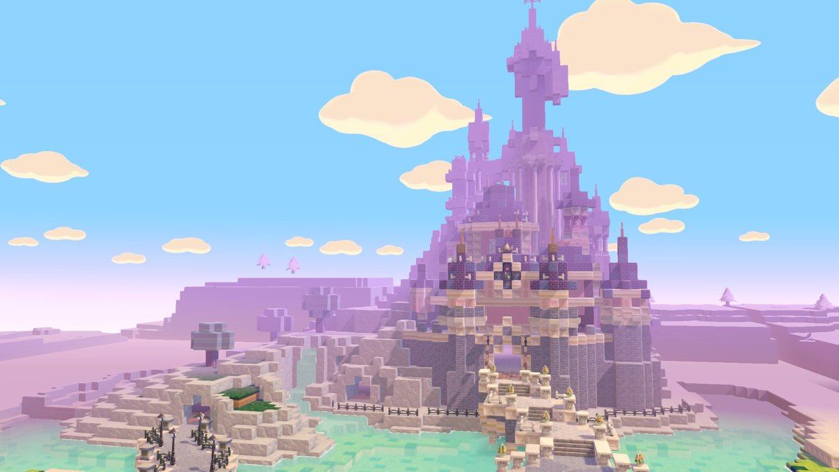 reme_game's tweet photo. ✨️クラウド島ディズニーランド計画✨️

メインシンボルのお城が完成しました！
パリのディズニーは眠れる森の美女のお城をモチーフにしています！

まさかの高すぎてどこから撮影しても霞んでしまうことに。。。
（これでも小さく作っていたとは言えない）

#ぽこポケ
#ぽこあポケモン
#pokopia https://t.co/A6A1jk93gN