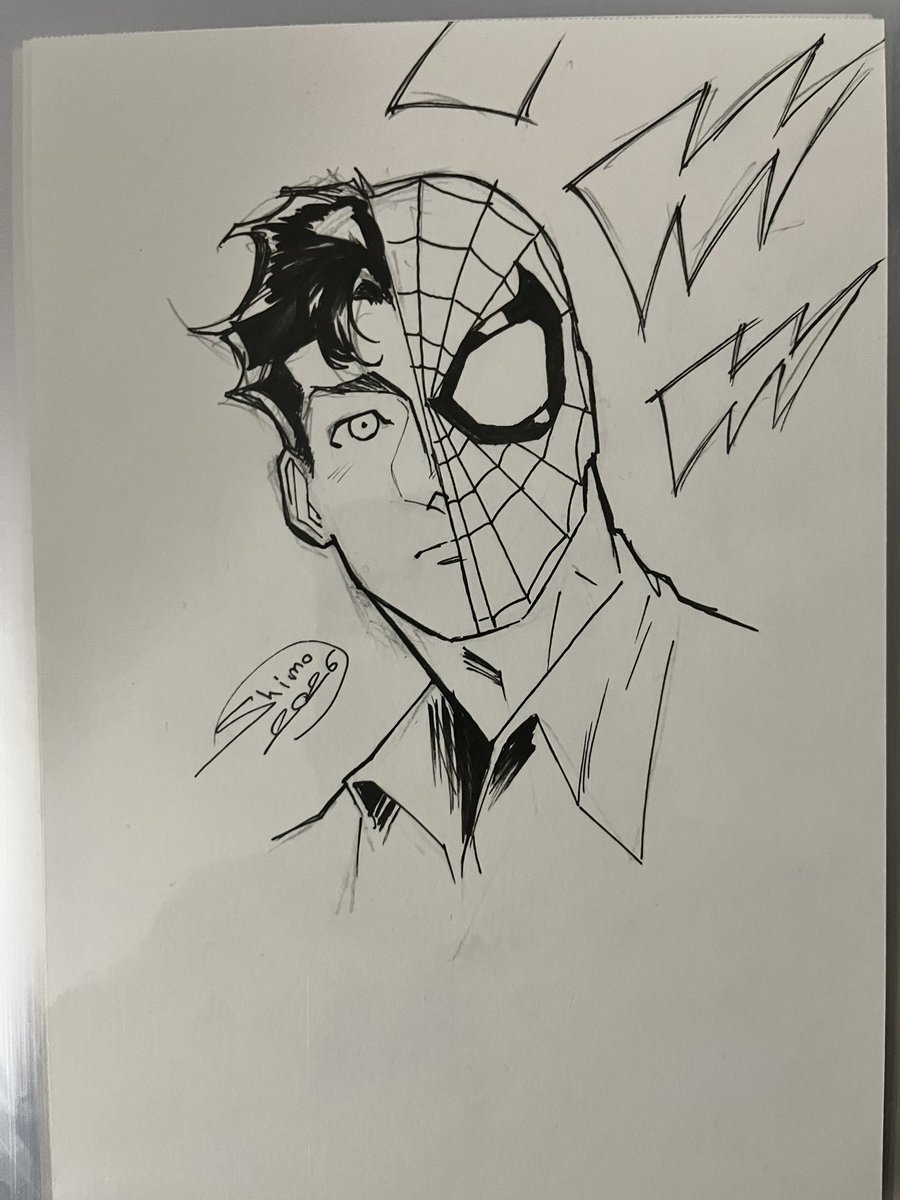 ShimoArt_'s tweet image. I really enjoyed drawing them on paper. I think I’ll do this more often and maybe even take on commissions in this style! 
#Spiderman #Blackcat #Venom