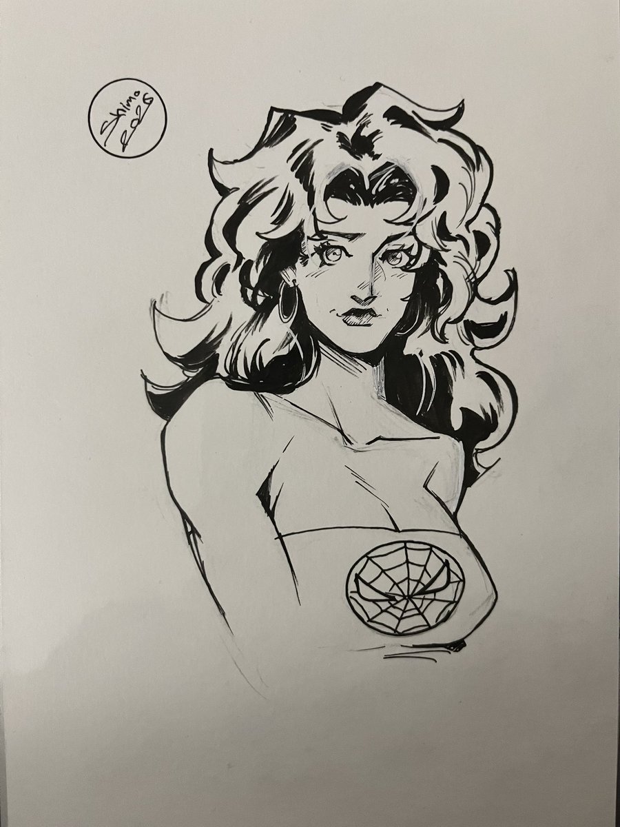 ShimoArt_'s tweet image. I really enjoyed drawing them on paper. I think I’ll do this more often and maybe even take on commissions in this style! 
#Spiderman #Blackcat #Venom