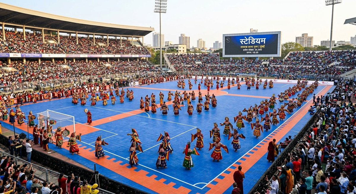NitishkumarIGL's tweet photo. अगर भारत में FIFA Standard World Class Football Only Stadium के पिच पर Terraplas Pitch Protection System लगाकर प्री मैच सेशन के रूप में भारत के 36 प्रदेशों की संस्कृति यानी लोक नृत्य को बारी-बारी से प्रदर्शित किया जाए तो कैसा रहेगा , जैसे लद्दाख का लामा डांस, गोवा का घोड़े मेदनी https://t.co/LWmIKG51JM