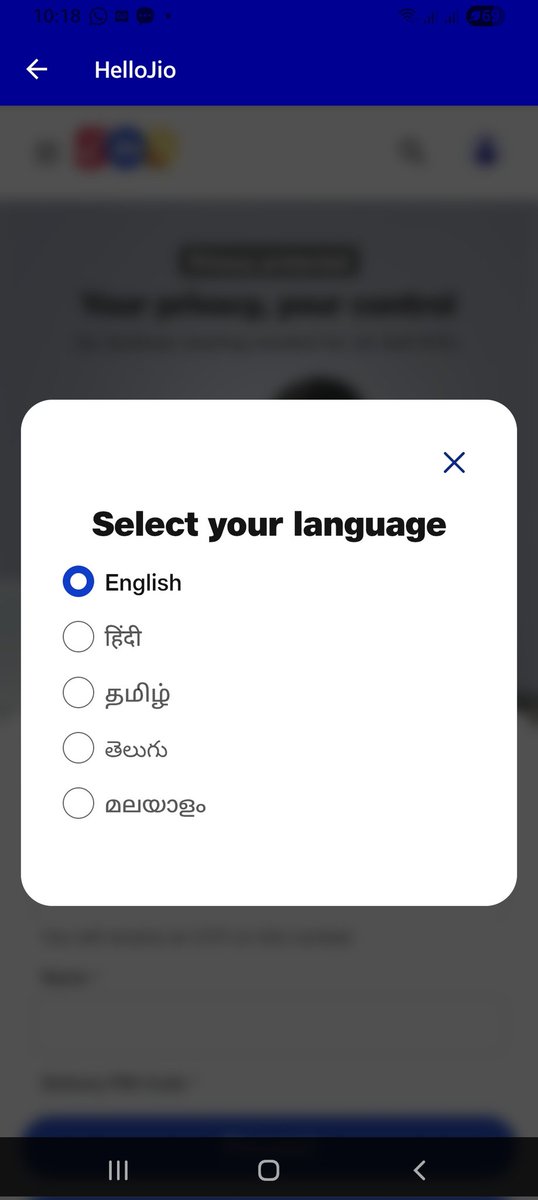 vinaycoorg122's tweet photo. @JioCare how ridiculous jio.. in jio app,their portability service  preferred language slot major kannada language is not updated, why jio disregard Kannada, but indian all regional language is updated, SO KANNADA PEOPLE NEEDS TO BOYCOTT JIO https://t.co/LFc7hd8dmt