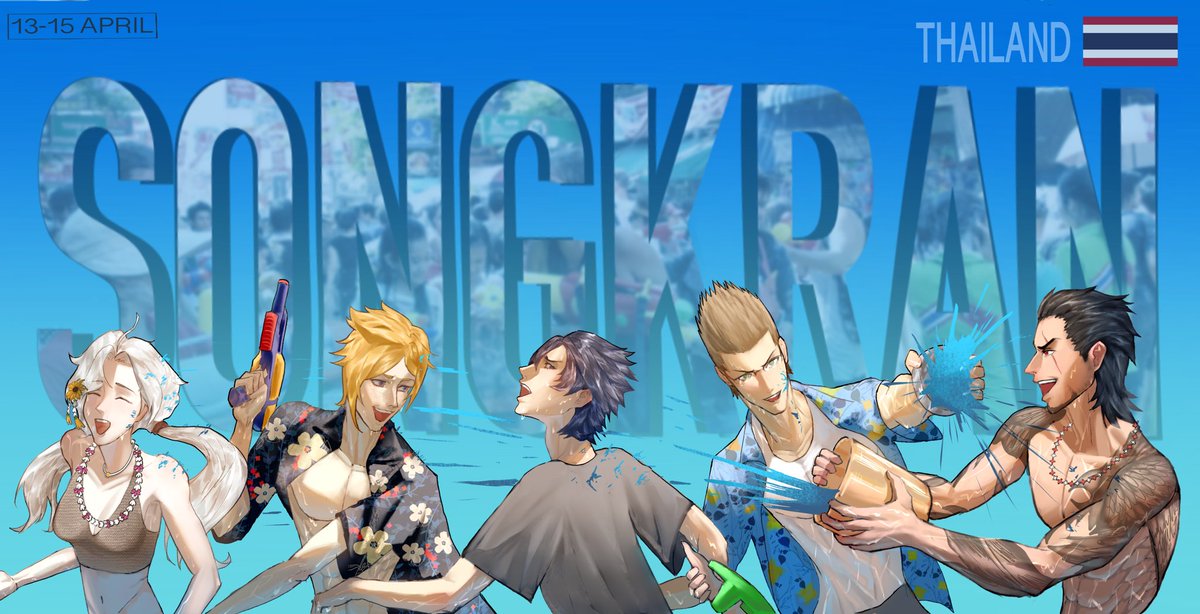 #yumetwt #ffxvoc 
It’s New Year’s in Thailand and we celebrate this incredibly hot season with water fight. ☀️🌊

Happy Songkran 🌺
And beware of your sandals 🩴

©️Muu Ben (on FB)