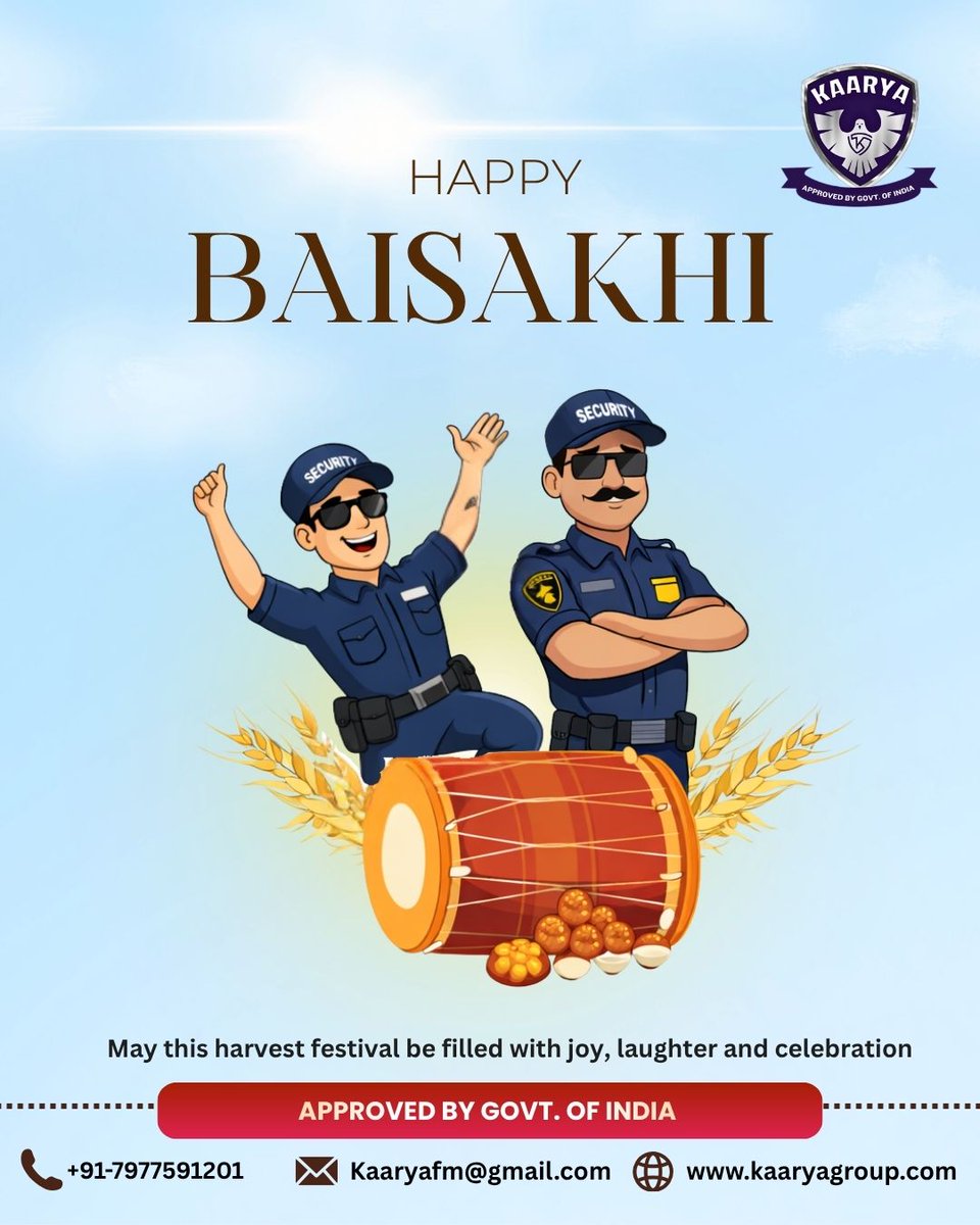 KaaryaSecurity's tweet photo. Empowering people, building trust, and growing together 🌾✨
Kaarya Group wishes you a joyful and prosperous Baisakhi!

#HappyBaisakhi #KaaryaGroup #CorporateIndia #BusinessGrowth #TeamWork #FestivalGreetings #Success #Leadership #WorkCulture #IndiaBusiness https://t.co/6KdFRUZPgQ