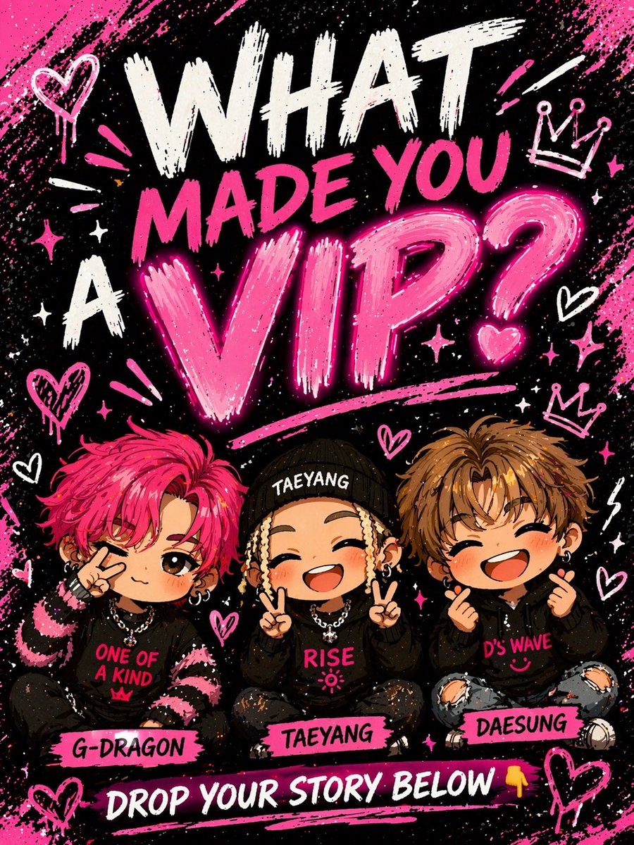 gdragonintl's tweet photo. WHAT MADE YOU A VIP? 💖👑  

Was it the music?  
The memories?  
The era that changed everything?  
Or the moment you knew BIGBANG was different… forever?  

Now it’s your turn…  

👇 DROP YOUR STORY BELOW  
What made YOU a VIP?  

Let’s reminisce, let’s cry, let’s hype each other up 💛

#BIGBANGisBack
#BIGBANGDesertTakeoverD1
#BIGBANGAtCoachella2026
#BANGCHELLA 
@IBGDRGN @Realtaeyang @d_lable