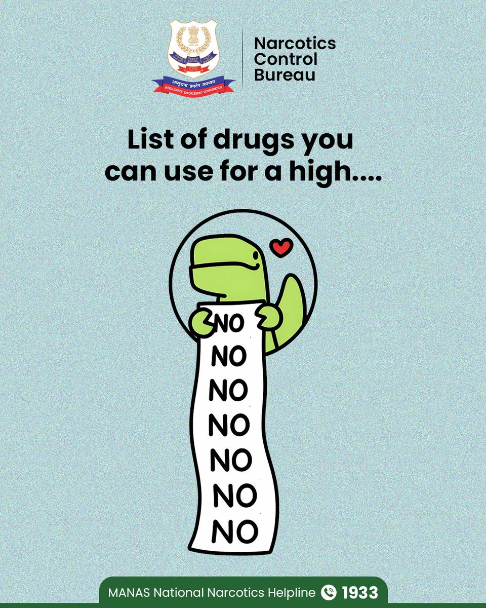 There is no high worth the price.

#NCB #NarcoticsControlBureau #SayNoToDrugs #DrugFreeIndia #DrugAwareness