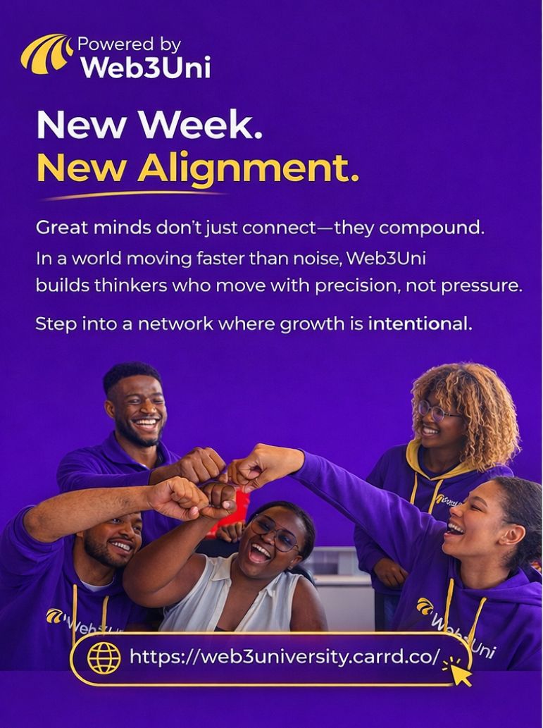 web3uni_'s tweet photo. New week… same you? That’s the problem.
Alignment beats motivation every single time.
While others chase vibes, we’re stacking real growth (no noise, just moves).
Even your WiFi connects better than your goals right now… fix that now. https://t.co/u0QJvjzuZa