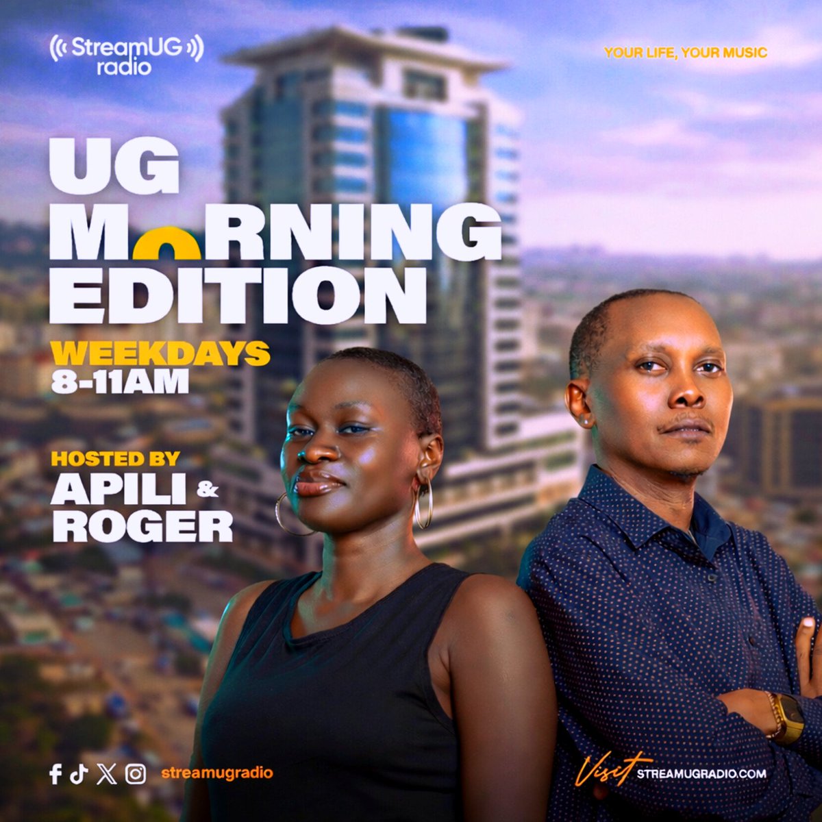 StreamUGRadio's tweet image. Wake up to the sound of the city 🌆🔥
Your mornings just got better with UG Morning Edition 🎙️
Tune in every weekday from 8–11AM for vibes, conversations &amp;amp; real talk with Apili &amp;amp; Roger 💯
📻 Stream live: streamugradio.com
#UGMorningEdition #StreamUGRadio