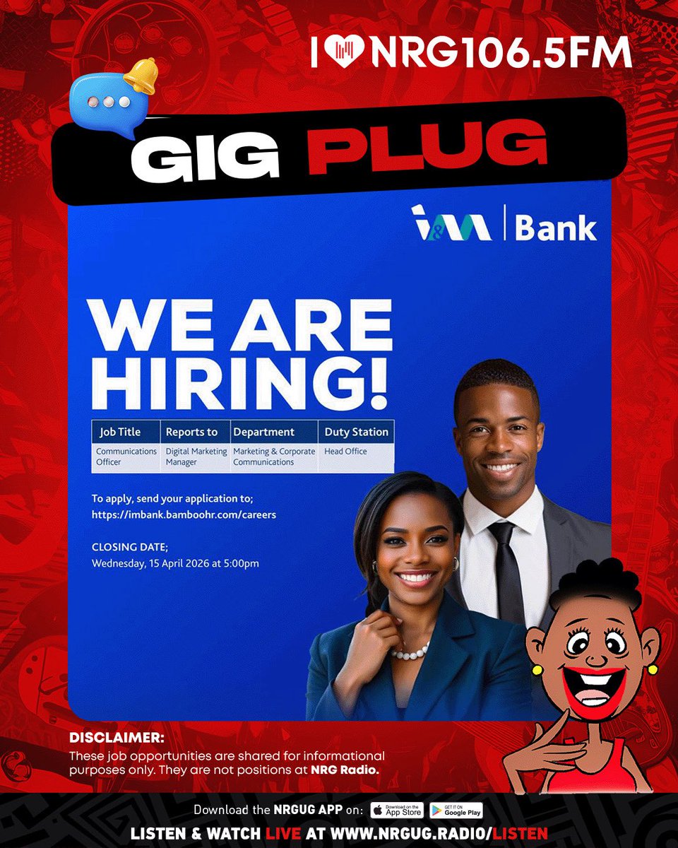 nrgradioug's tweet photo. Soft life loading… but first, apply 😌💻
This could be your sign.

Deadline: 15th April, 2026

#GigPlug https://t.co/42Vabw84jq