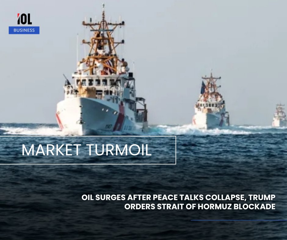IOL's tweet image. Oil prices surged, and stocks sank on Monday after US-Iran peace talks fell apart and Donald Trump announced a blockade of the strategic Strait of Hormuz, adding to fears of energy supplies from the Middle East.
#business #oil #prices #surge #stocks #sank #UnitedStates #Iran