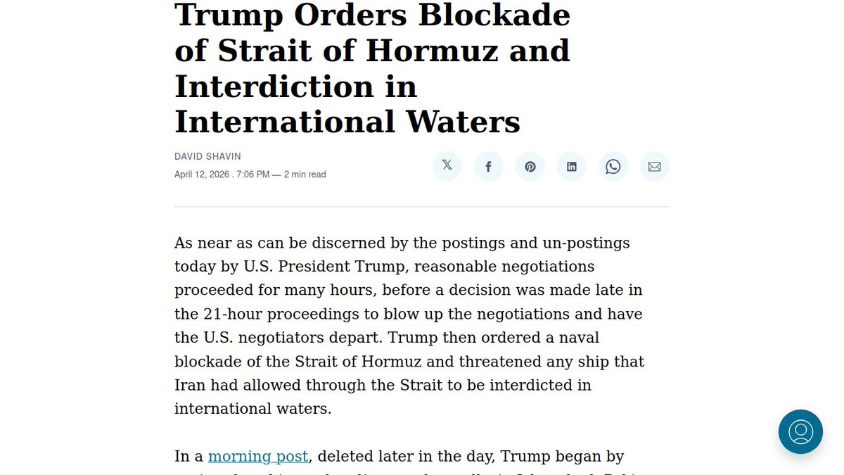 eir.news/2026/04/news/t…
 As near as can be discerned by the postings and un-postings today by U.S. President Trump, reasonable negotiations proceeded for many hours, before a decision was made late in the 21-hour proceedings to blow up the negotiations and have the U.S.