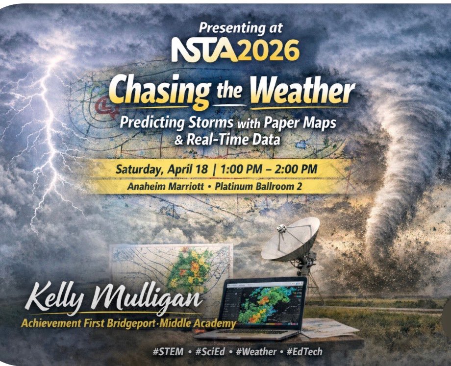 MsFrizzleCT's tweet photo. @NOAA @NWS @NASAEarth #NSTAspring26 come see my workshop of how to use real time data and turn learning about weather into a fun activity https://t.co/szvaRIv89X
