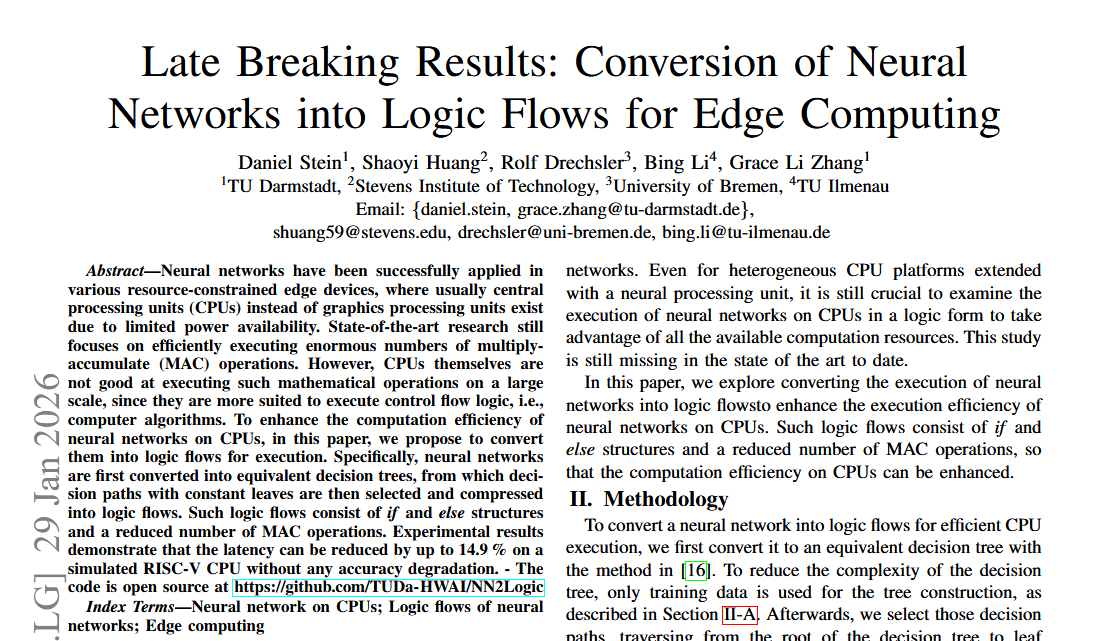 agra_uni_bremen's tweet image. Tomorrow at #DATE: Our paper on "Late breaking results: Conversion of neural networks into logic flows for edge computing" will be presented.
*
#conference #design #automation #test @Rolf_Drechsler