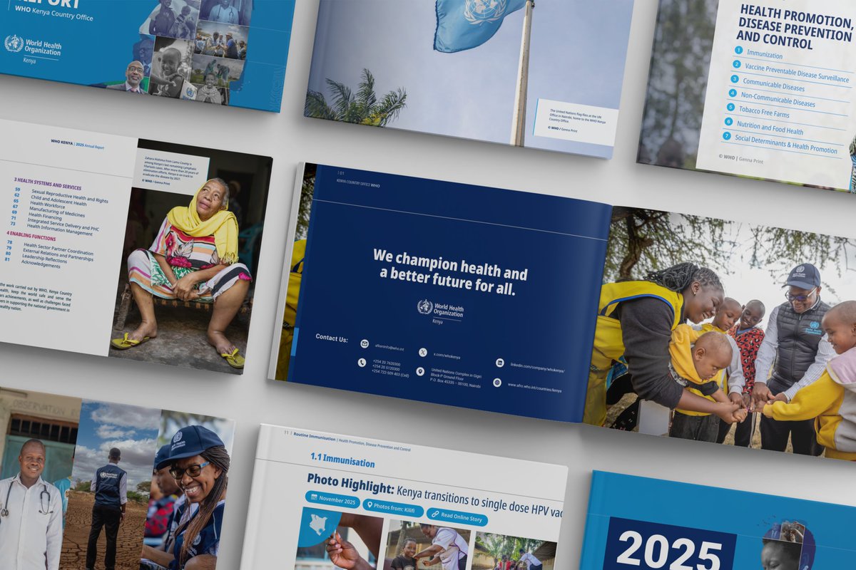 WHOKenya's tweet image. Our 2025 Annual Report is out!

With @MOH_Kenya and partners, #Kenya delivered key results:

✅ Sleeping Sickness eliminated
✅ 16.7M children vaccinated in largest-ever campaign
✅ New genomic lab cuts polio testing to under 1 week

See our impact ➡️ tinyurl.com/4cst4x96