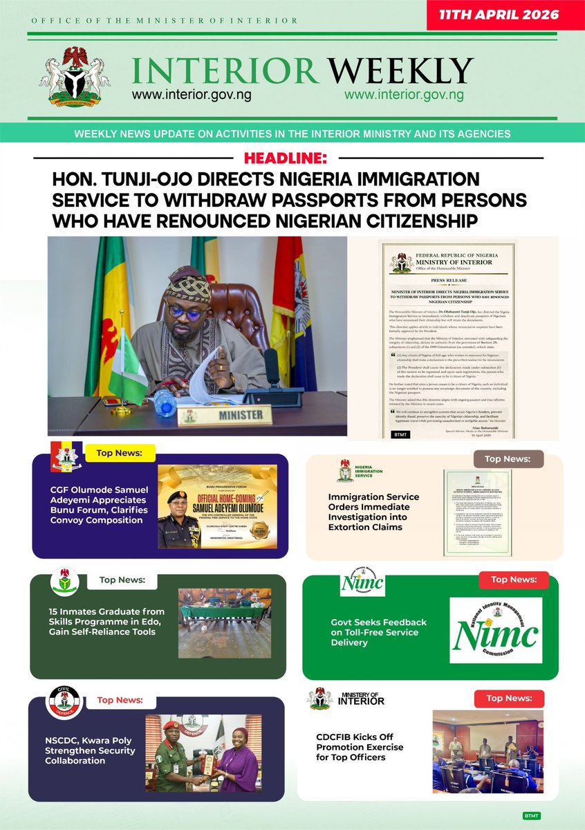 Chi_Nonso17's tweet photo. Weekly Updates on the Activities In The Ministry Of Interior And Its Agencies 

| Chelsea Manchester United Arsenal #RenewedHope #CHEMCI | https://t.co/J9IoybhPBV