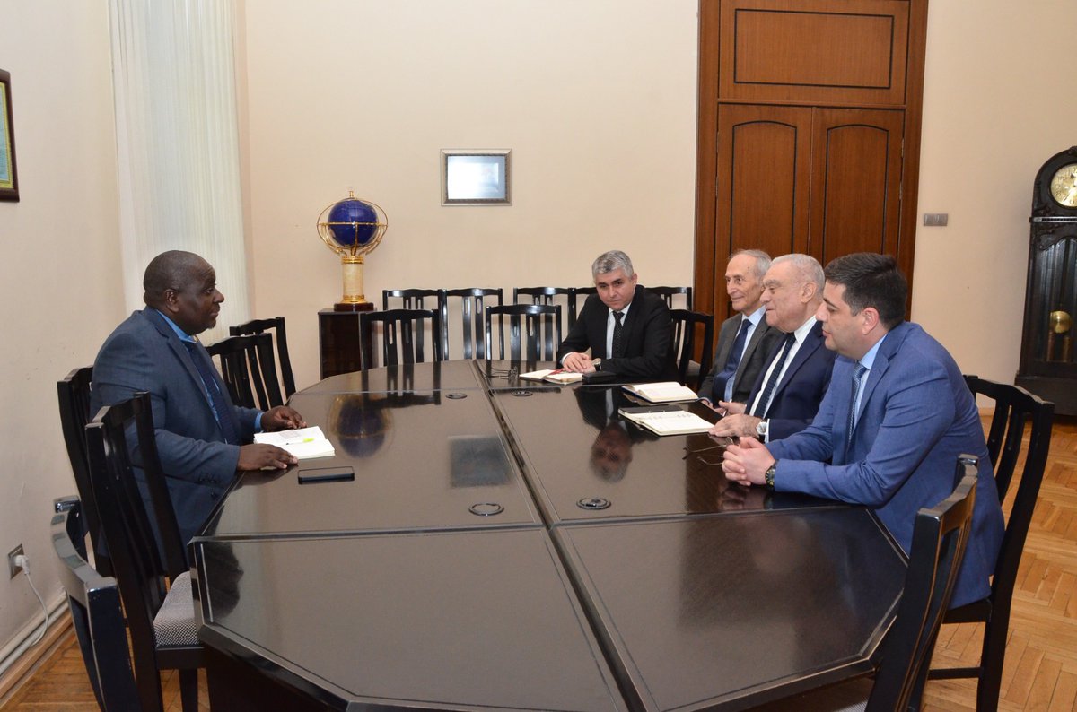 PeterQuest7's tweet photo. Today, on behalf of @prof_nura DG,  @KSGKenya, I had a productive consultative meeting with Prof Urkhan Alakbarov, Rector of the Academy of Public Administration under the President of the Republic of @Azerbaijan, alongside his team at their office in , Baku https://t.co/3Noswm53ta