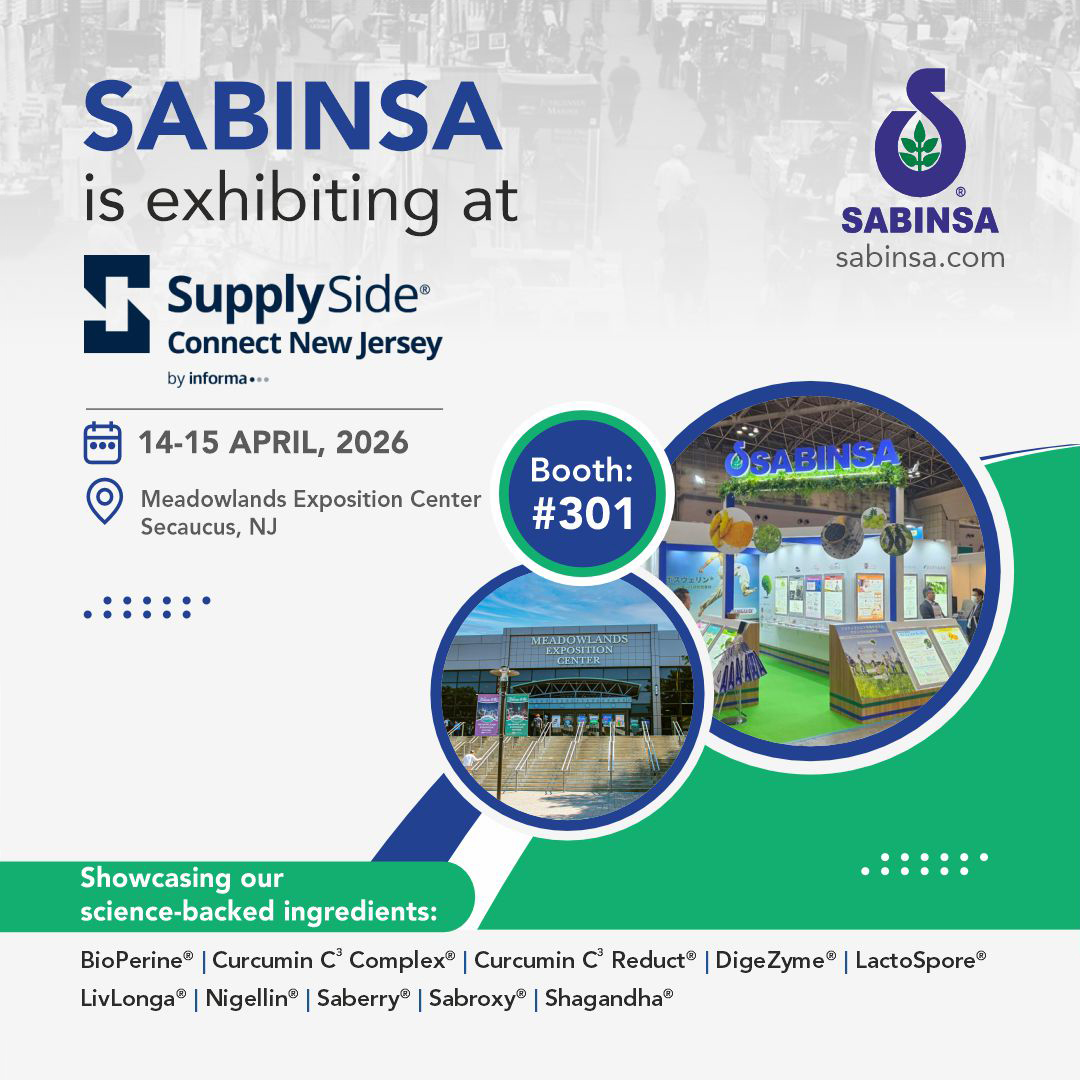 sabinsa's tweet image. Join Sabinsa at SupplySide Connect New Jersey 2026!
Booth: #301 | April 14–15, 2026 | Meadowlands Exposition Center, Secaucus, NJ

Register here: shorturl.at/mJqAx

#SupplySideConnect #Sabinsa #Nutraceuticals #FunctionalBeverages #BotanicalExtracts #Probiotics