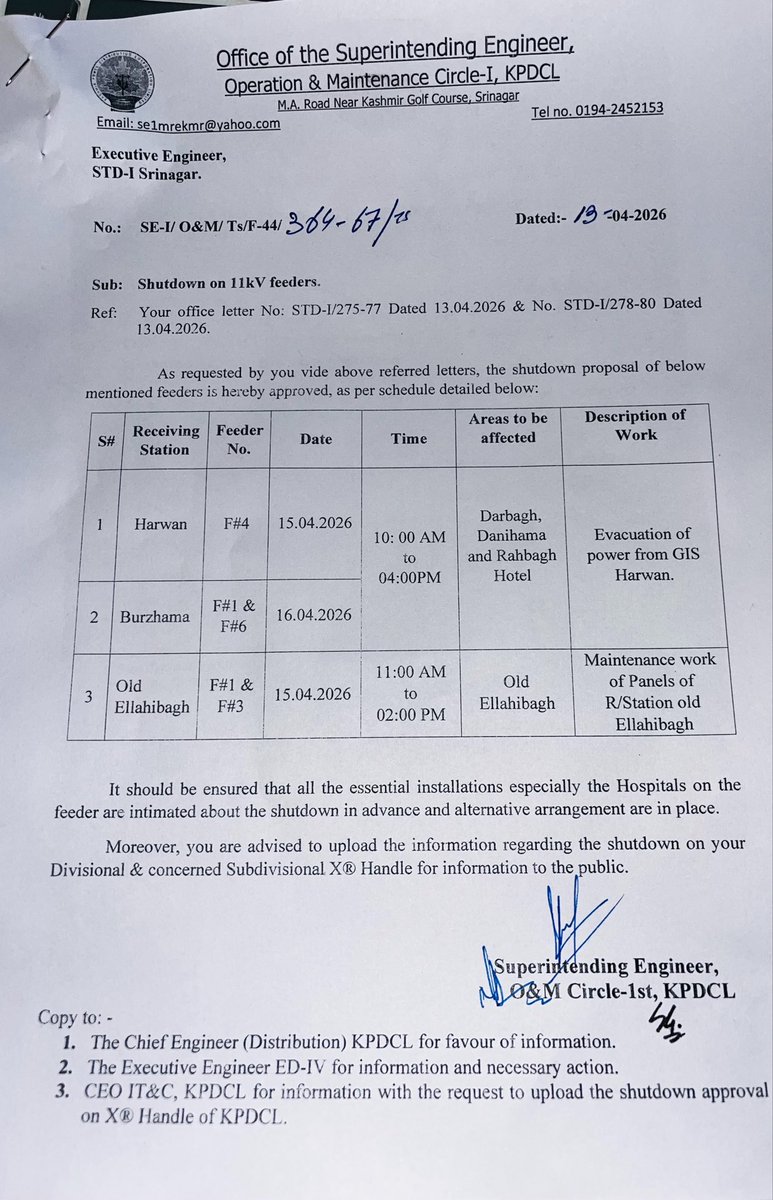 O&M Circle-I, KPDCL tweet media
