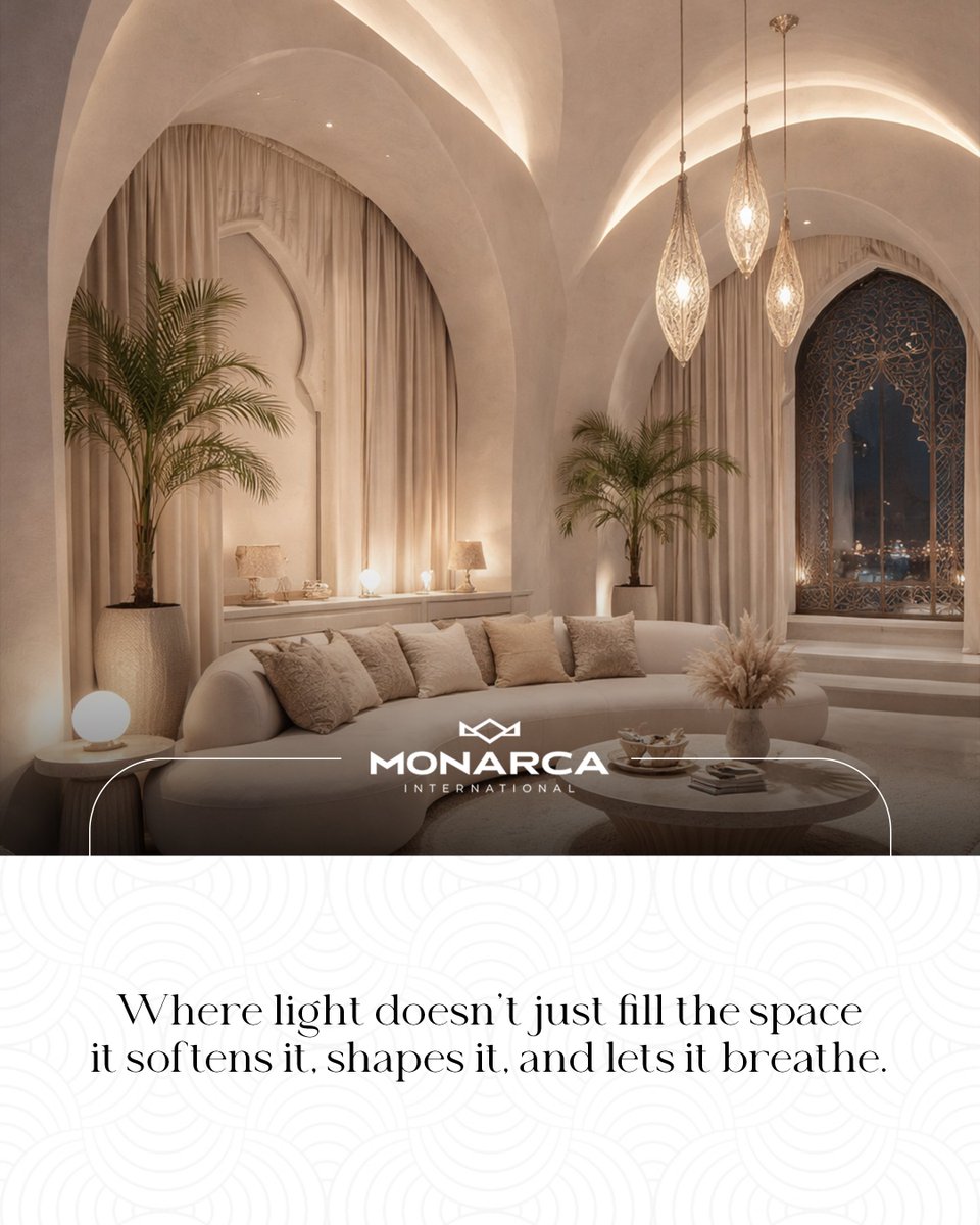 MonarcaDXB's tweet photo. Where light becomes emotion. ✨
Less brightness. More feeling.
Because true luxury is what you let breathe.
#MonarcaInternational #QuietLuxury #DesignWithIntent https://t.co/J7g0vGgyTH